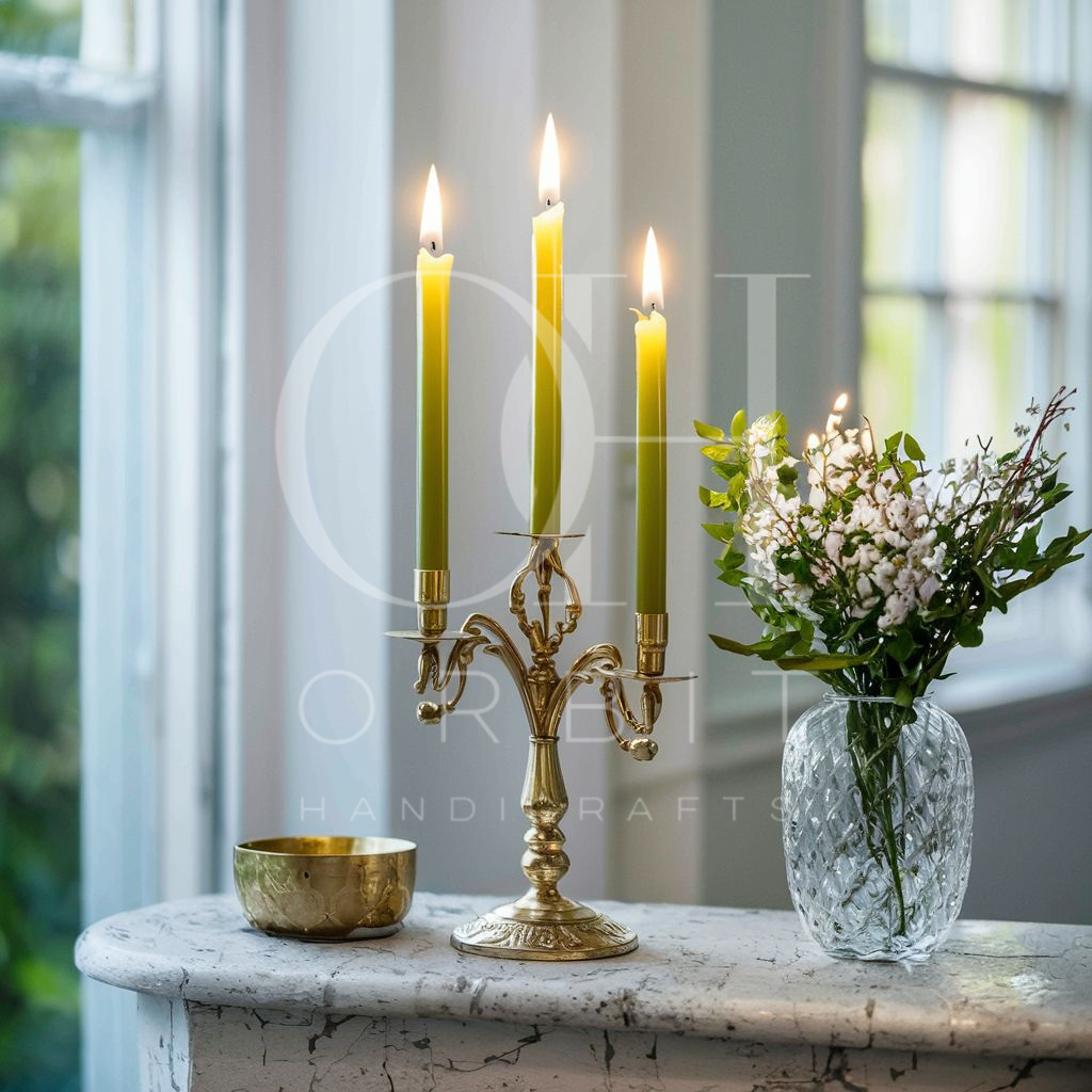 Golden Glow Brass Candle Holder